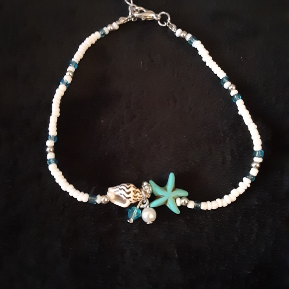 Boho Turquoise Beaded Ankle Bracelet - Picture 3 of 5